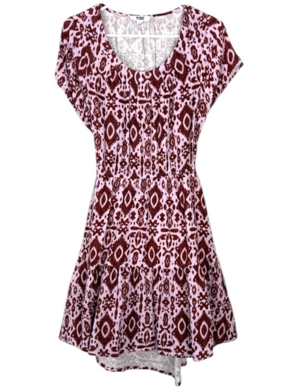 BB Dakota Boho High Low Dress Cutout Back Cotton Maroon Pink Size L